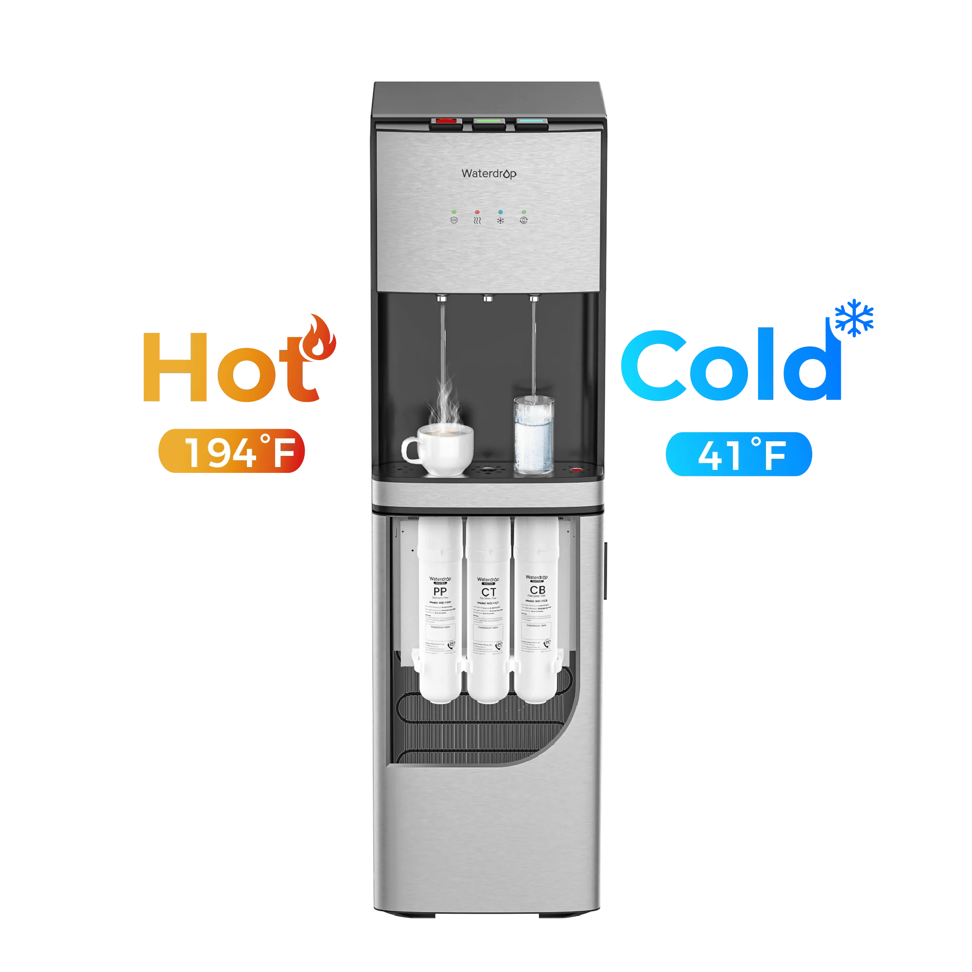 Waterdrop Y1CH-SC 8-Stage Advanced Filtration Bottleless Water Cooler, Silver