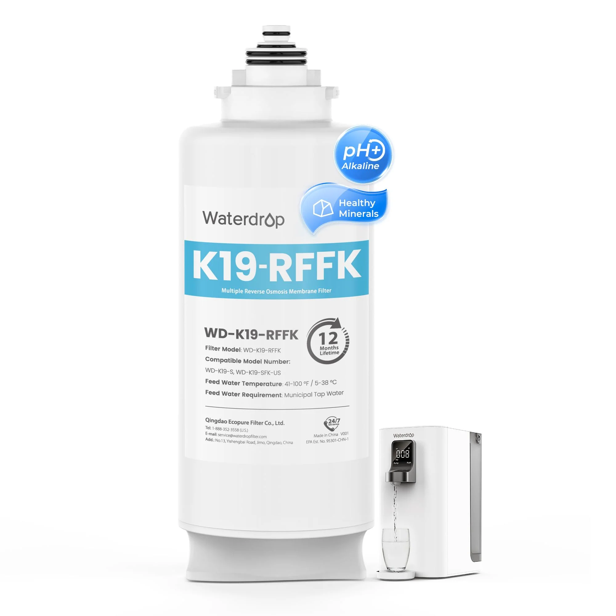 Remineralization Alkaline Water Filter for Countertop RO System K19-SFK