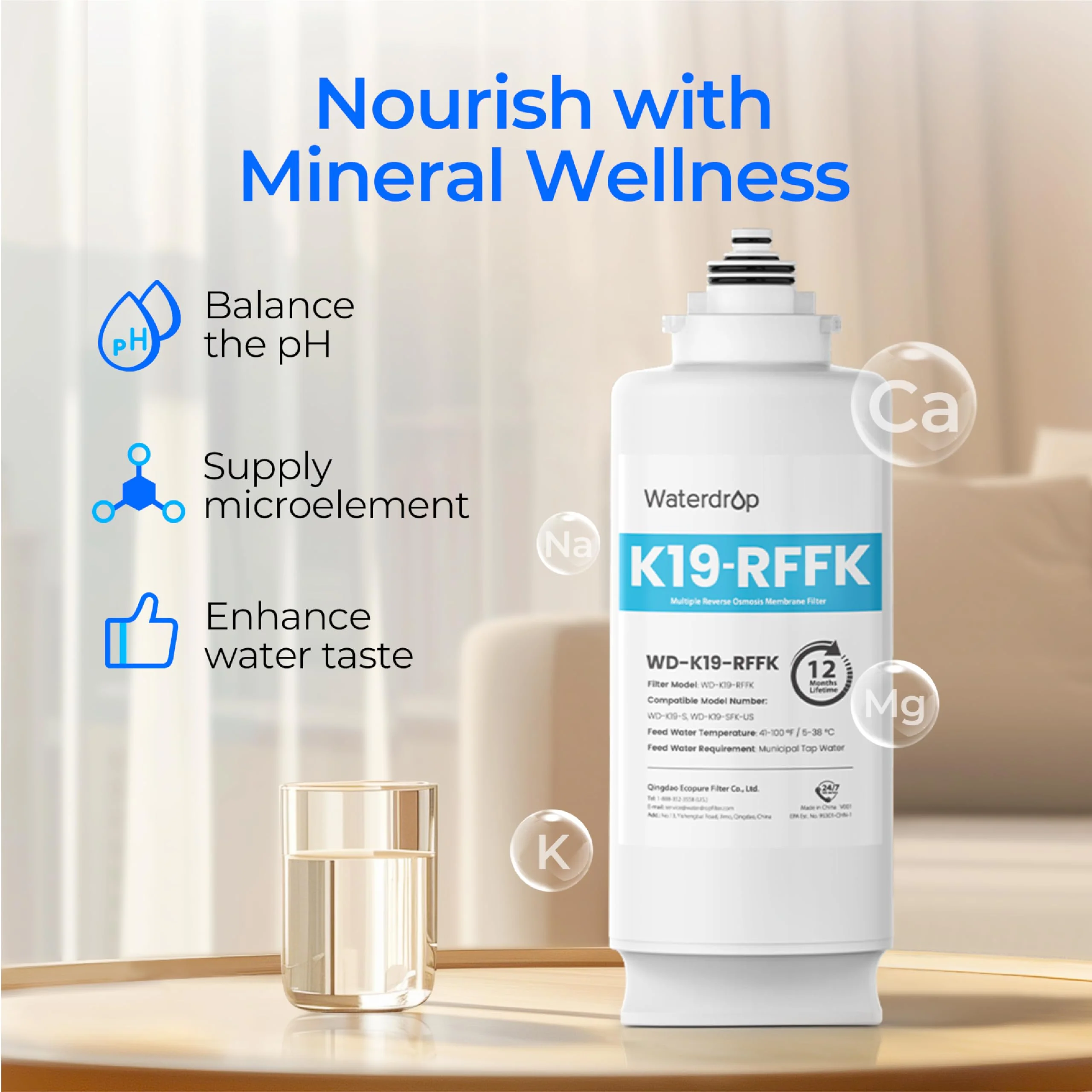 Remineralization Alkaline Water Filter for Countertop RO System K19-SFK