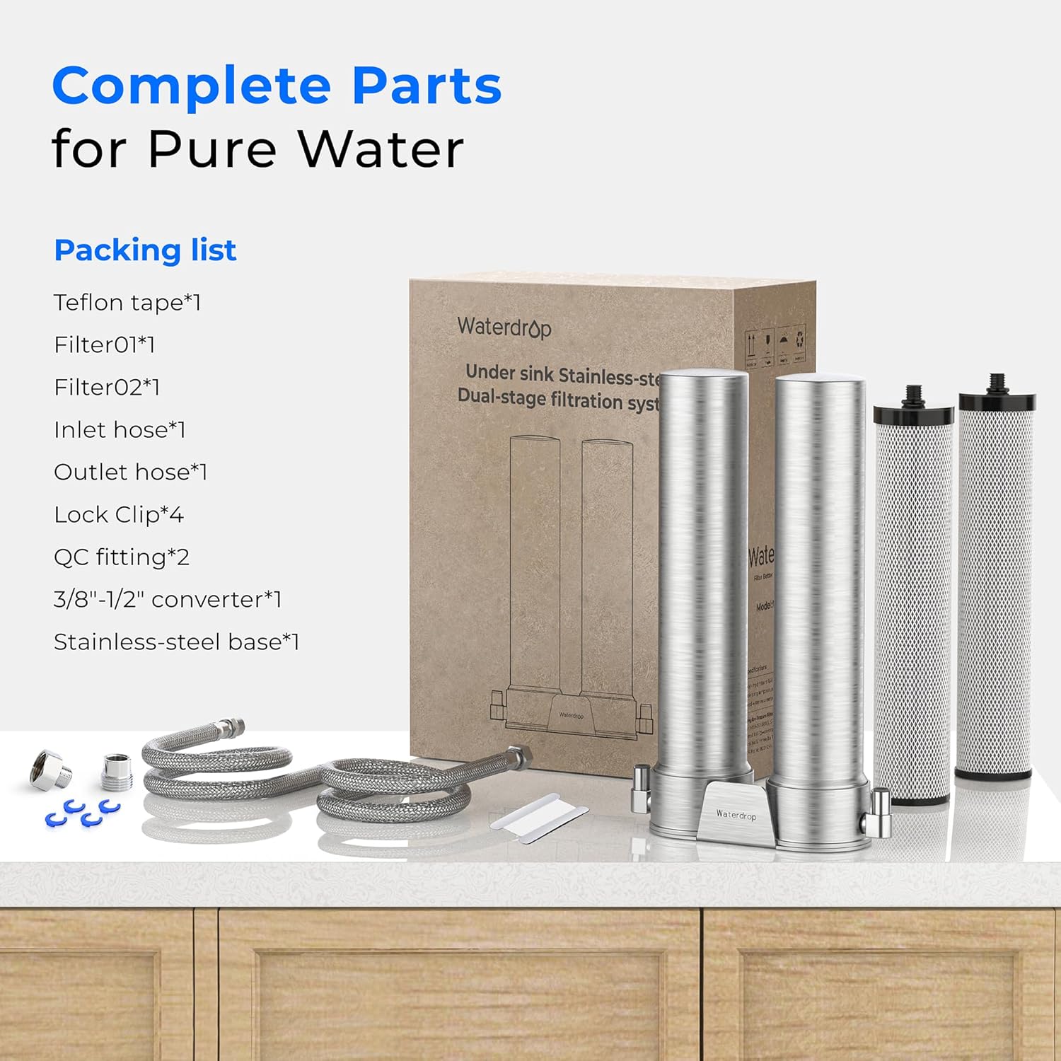Waterdrop DST Stainless Steel Under Sink Water Filter System